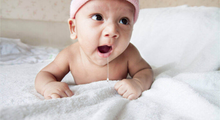 Babies can have excess saliva when they are teething.