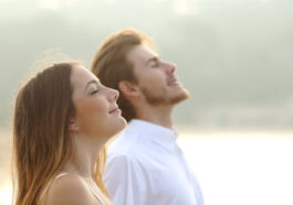 The couple is doing breathing exercises every morning.